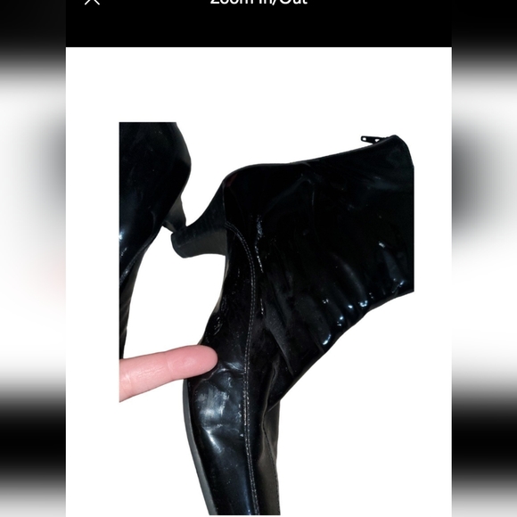 Aerosoles shiny leather black booties 9 zip up kitten heel small defects Read - Picture 11 of 12